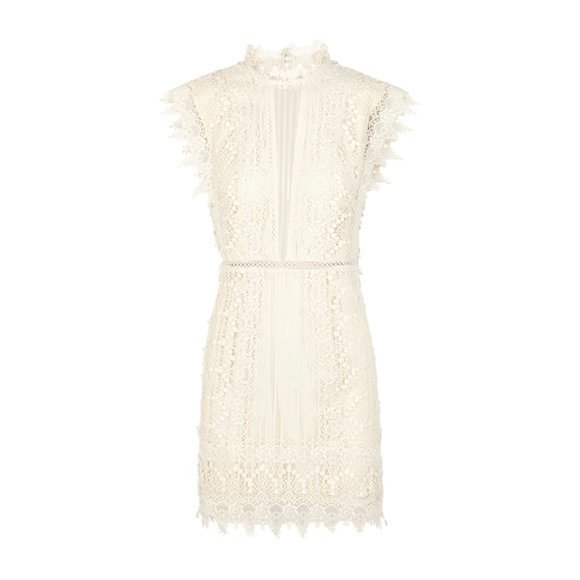 Free People Honey Guipure Lace High Neck Mini Dress Cream 6 - Picture 16 of 16